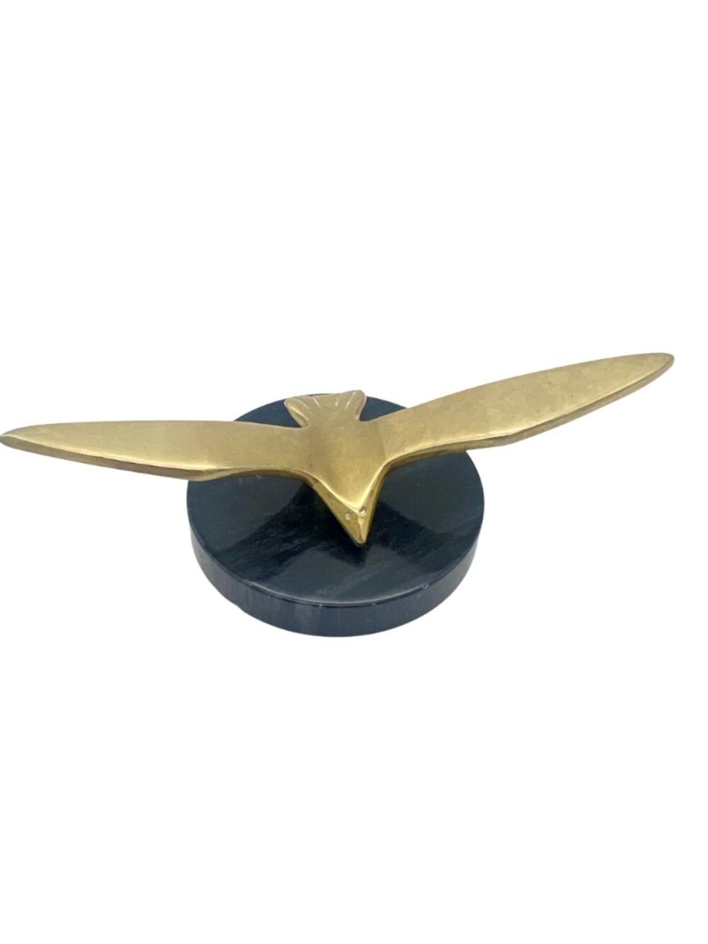 Vintage Brass Seagull Bird Sculpture Figurine Black Marble Base Minimalist MCM - Picture 4 of 9